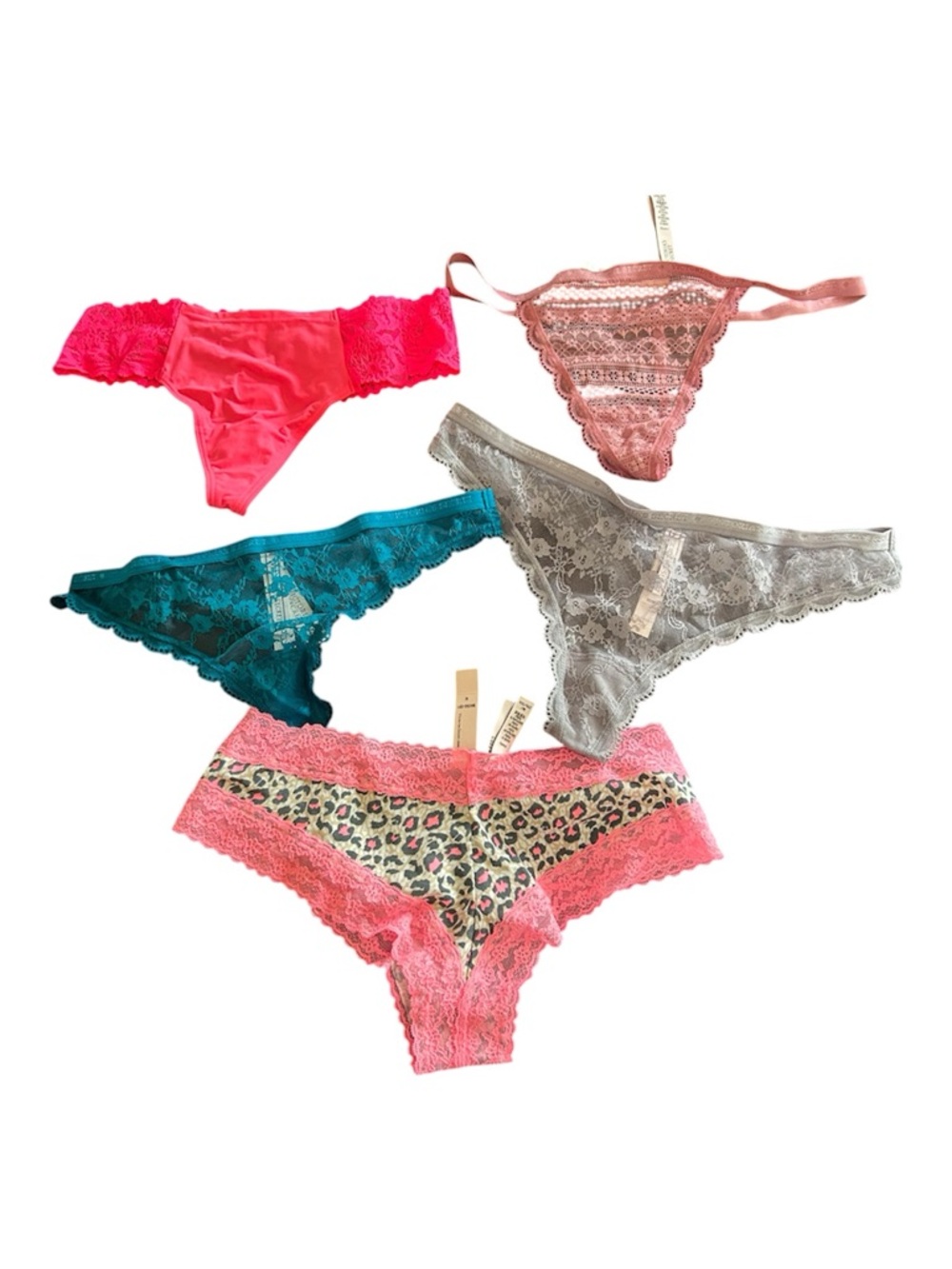 NWT Victoria’s Secret lot of 5 Mixed Lace & Thong Panty Set - small & medium